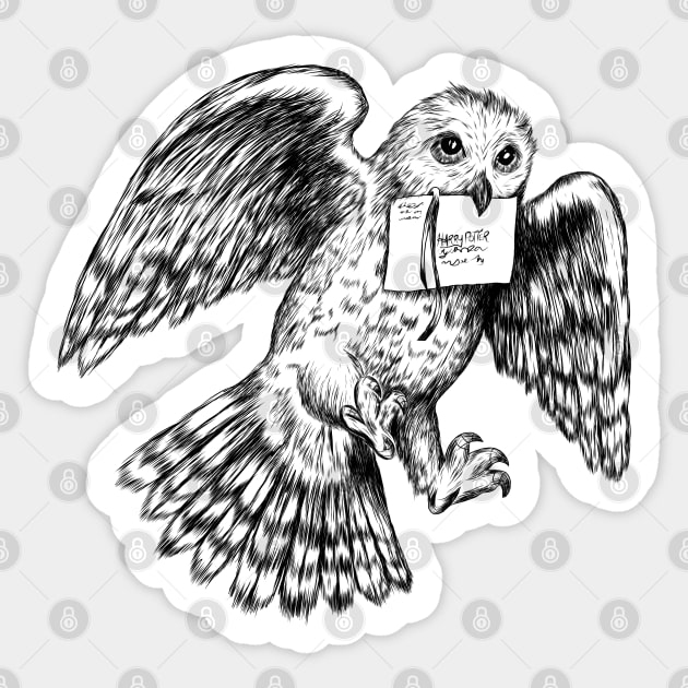 Hedwig the superb owl. Sticker by Ndanceart